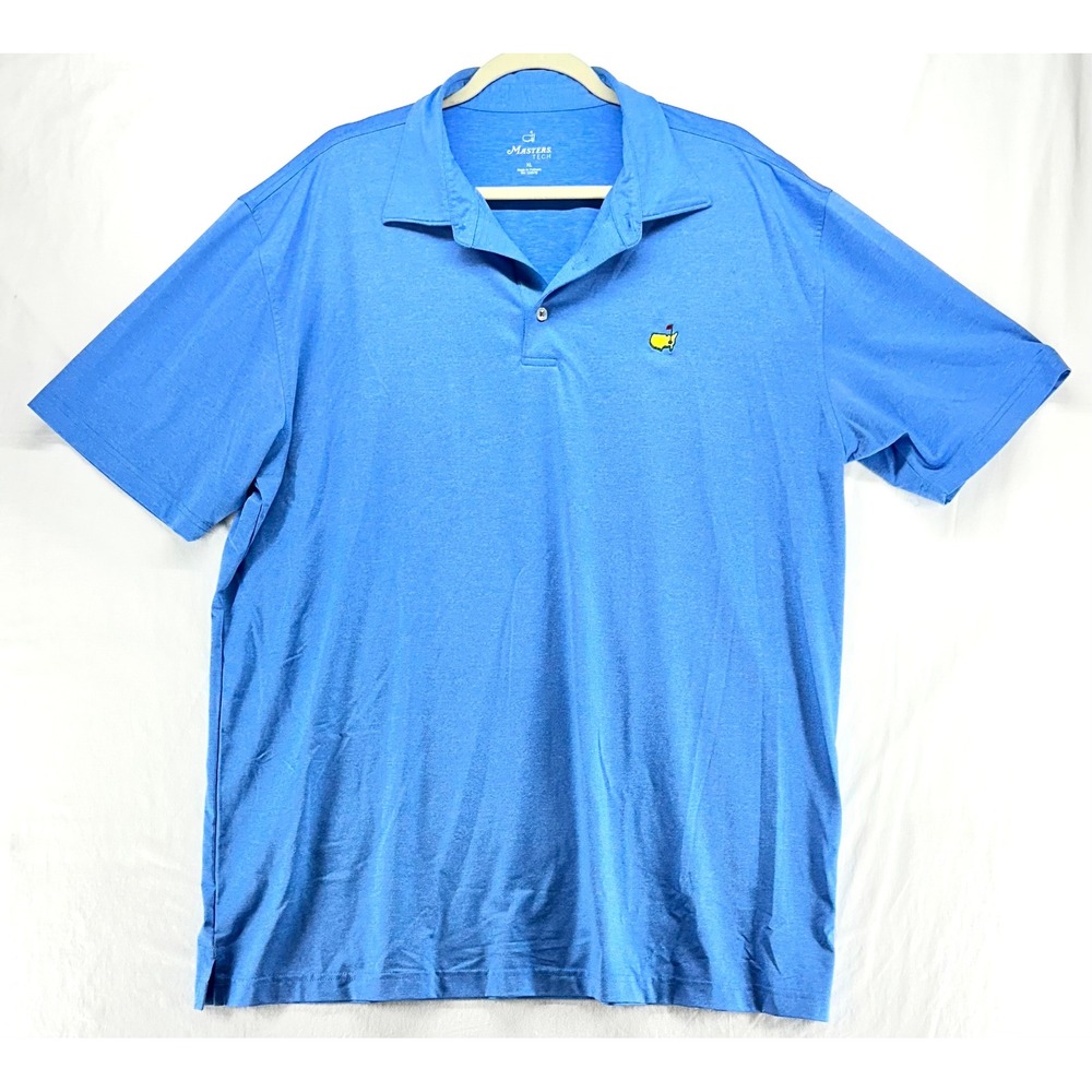 Masters Tech Golf Polo Shirt Mens XL Blue Heather‎ Short Sleeve Logo
